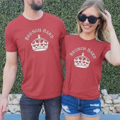 Brunch Hard - Crewneck T-shirt, White Imprint, Men's Fit (Colors Available)